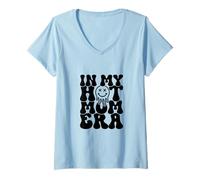 Femme in My Hot Mama Era Fête des mères Funny Groovy Mom Mum Mama T-Shirt avec Col en V
