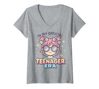 Femme in My Official Teenager Era - 13e Anniversaire T-Shirt avec Col en V