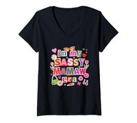 Femme in My Sassy Mamaw Era - Lettre rétro coupée Magazine T-Shirt avec Col en V