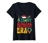 Femme in My Singing Christmas Songs Era - Cute Groovy Xmas T-Shirt avec Col en V