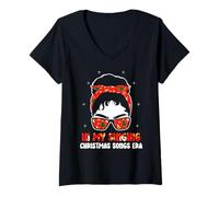 Femme in My Singing Christmas Songs Era - Cute Groovy Xmas T-Shirt avec Col en V