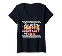 Femme in My Spooky Dentist Era Retro Groovy Halloween Costume T-Shirt avec Col en V