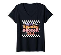 Femme in My Spooky Doctor Era Retro Groovy Halloween Costume T-Shirt avec Col en V