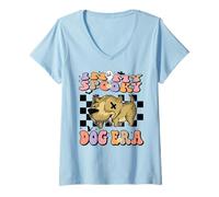 Femme in My Spooky Dog Era Groovy Halloween Dogs Costume T-Shirt avec Col en V