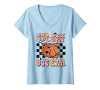 Femme in My Spooky Dog Era Groovy Halloween Dogs Costume T-Shirt avec Col en V