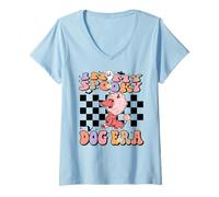 Femme in My Spooky Dog Era Groovy Halloween Poodle Dogs Costume T-Shirt avec Col en V