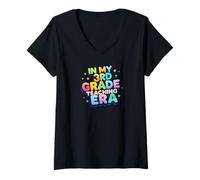 Femme In my third grade teaching era reading math fun teacher T-Shirt avec Col en V