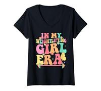 Femme in My Weightlifting Girl Era Motivational T-Shirt avec Col en V
