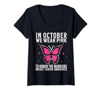 Femme in October We Wear Pink Breast Cancer Awareness Support T-Shirt avec Col en V