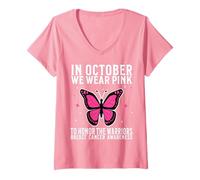 Femme in October We Wear Pink Breast Cancer Awareness Support T-Shirt avec Col en V