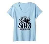 Femme in The Morning I Will Sing of Your Love Psaum 59:16 T-Shirt avec Col en V