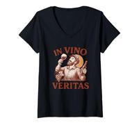 Femme In Vino Veritas - Design vintage amateur de vin avec citation latine T-Shirt avec Col en V