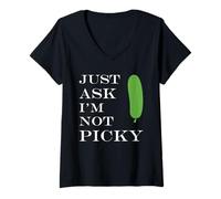 Femme Inappropriate Funny Joke Quote Just Ask I'm Not Picky T-Shirt avec Col en V