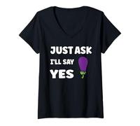 Femme Inappropriate I'm Not Picky Funny Just Ask I'll Say Yes T-Shirt avec Col en V