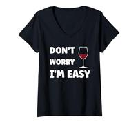 Femme Inappropriate Not Picky Funny Ask Don't Worry I'm Easy T-Shirt avec Col en V