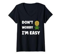 Femme Inappropriate Not Picky Funny Ask Don't Worry I'm Easy T-Shirt avec Col en V