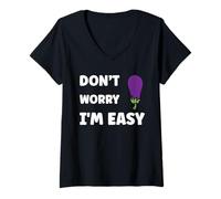 Femme Inappropriate Not Picky Funny Ask Don't Worry I'm Easy T-Shirt avec Col en V
