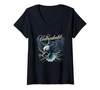 Femme Incassable Eagle Lightning Strike Strong Spirit T-Shirt avec Col en V