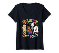 Femme Inclusion ISN’t Scary Cute Halloween Kindness T-Shirt avec Col en V