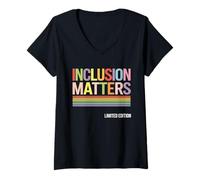 Femme Inclusion Matters Soutien à l'éducation spéciale T-Shirt avec Col en V