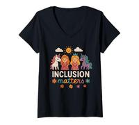 Femme Inclusion Matters Special Education Hope Diversity Teacher T-Shirt avec Col en V
