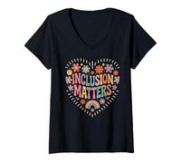 Femme Inclusion Matters Special Education Hope Diversity Teacher T-Shirt avec Col en V