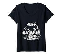 Femme Incroyable Art Martial Japonais Aikido Hakama T-Shirt avec Col en V