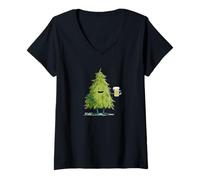 Femme Incroyable Sapin de Noël Ivre avec bière pour Homme et Femme T-Shirt avec Col en V