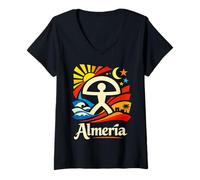 Femme Indalo d’Almería - Soleil et Esprit méditerranéen T-Shirt avec Col en V