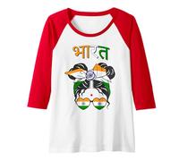Femme Inde, Drapeau Indien, Fille Indienne, Femmes et Filles Indiennes Manche Raglan