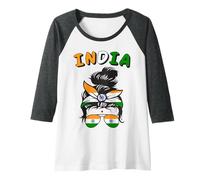 Femme Inde, Drapeau Indien, Fille Indienne, Femmes et Filles Indiennes Manche Raglan