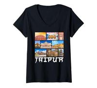 Femme Inde Jaipur T-Shirt avec Col en V