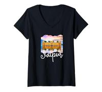 Femme Inde Jaipur T-Shirt avec Col en V