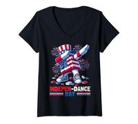 Femme INDEPEN-Dance Day 4th of July Master Builder Blocks Bricks T-Shirt avec Col en V