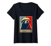 Femme Indépendance Rebelle du Blaireau de Miel ingouvernable T-Shirt avec Col en V