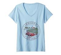 Femme Indiana Boho State 1816 Maillot de course Cornfield Drive T-Shirt avec Col en V