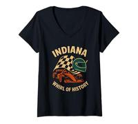 Femme Indiana Tourbillon d'histoire pour Casque de Voiture de Course T-Shirt avec Col en V