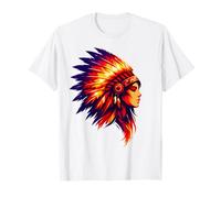 Femme Indienne amérindienne avec Coiffe colorée T-Shirt