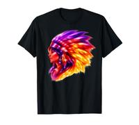 Femme Indienne amérindienne avec Coiffe colorée T-Shirt