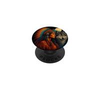 Femme Indienne amérindienne avec Le Vitage de Loup Blanc PopSockets PopGrip Adhésif