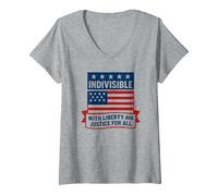 Femme Indivisible avec la liberté et la Justice pour Tous T-Shirt avec Col en V