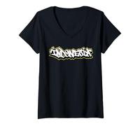Femme Indonésie Graffiti Caractères Bali T-Shirt avec Col en V