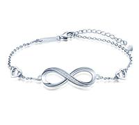 Femme Infini Bracelet pour Femme Amour Ensemble Pour Toujours en Argent 925/1000 avec Oxyde de Zirconium Diamant Rond Charme Infini Cadeau de Bijoux pour La Fête des mères