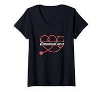 Femme Infirmier(e) correctionnel(Le) T-Shirt avec Col en V