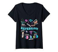 Femme Infirmier(e) en dialyse Néphrologie Rein Technicien(ne) T-Shirt avec Col en V