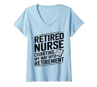 Femme Infirmière à la Retraite cartographiant Mon Chemin vers Le Plaisir de la Retraite T-Shirt avec Col en V