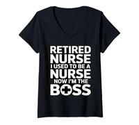 Femme Infirmière à la Retraite I Used to Be A Nurse Now I'm The Boss T-Shirt avec Col en V