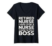 Femme Infirmière à la Retraite I Used to Be A Nurse Now I'm The Boss T-Shirt avec Col en V