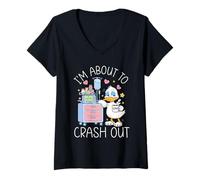Femme Infirmière Crash Out Humour RN Soins Infirmiers Nightshift épuisé T-Shirt avec Col en V