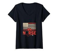Femme Infirmière de l'équipe VA, infirmière des vétérans T-Shirt avec Col en V